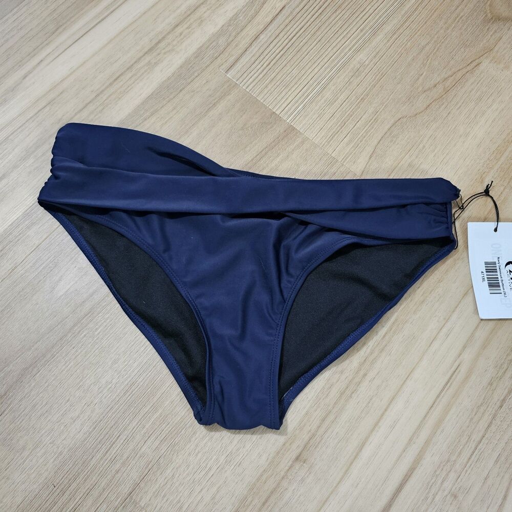 Zyia‎ Women's Navy Blue Bikini Bottoms Size XL Crossover Front